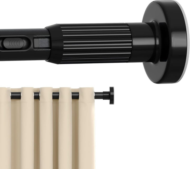 Tension Curtain Rod Black Shower Rod 40-185IN Long Curtain Rods No Drilling Adjustable Tension Rods of Shower or Bathroom Outdoor Window Patio Diameter 1.26In